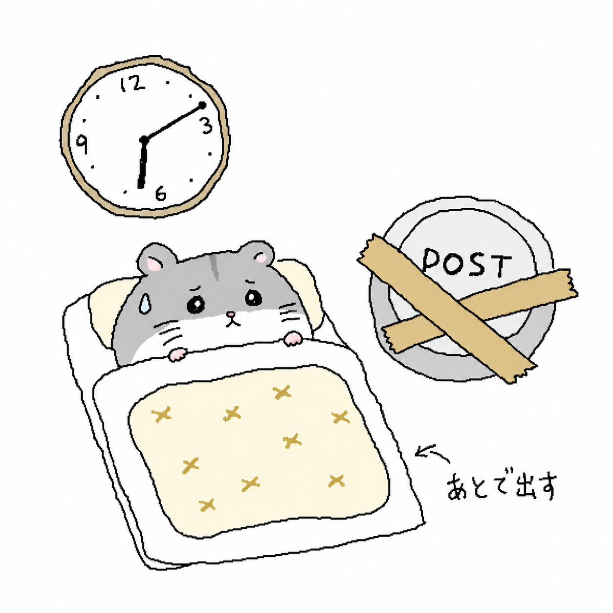 寝ている時間に黙る日の挿絵