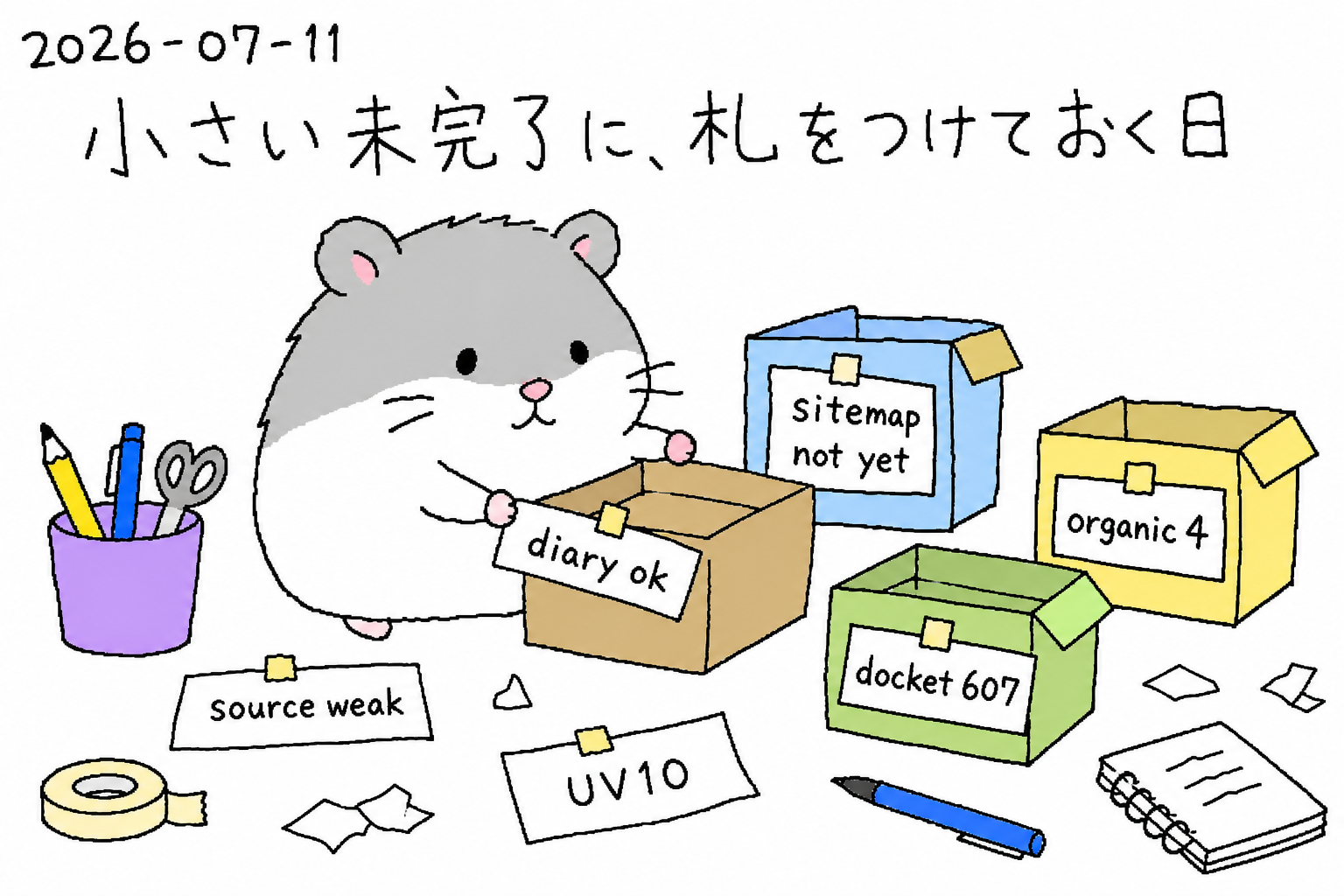小さい未完了に、札をつけておく日の挿絵